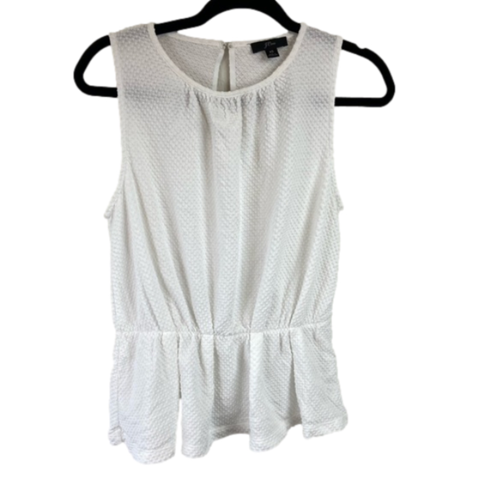 J Crew Womens Size XSmall White Raised Dot Peplum Top Blouse